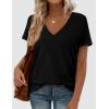 image:imagePRETTYGARDEN Womens Tops Short Sleeve Oversized Tshirts Shirts 2026 Summer Casual V Neck Loose Basic Tees Spring Tunic BlouseBlack