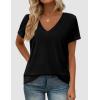 image:imagePRETTYGARDEN Womens Tops Short Sleeve Oversized Tshirts Shirts 2026 Summer Casual V Neck Loose Basic Tees Spring Tunic BlouseBlack