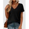image:imagePRETTYGARDEN Womens Tops Short Sleeve Oversized Tshirts Shirts 2026 Summer Casual V Neck Loose Basic Tees Spring Tunic BlouseBlack
