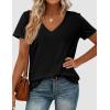 image:imagePRETTYGARDEN Womens Tops Short Sleeve Oversized Tshirts Shirts 2026 Summer Casual V Neck Loose Basic Tees Spring Tunic BlouseBlack