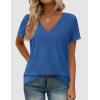image:imagePRETTYGARDEN Womens Tops Short Sleeve Oversized Tshirts Shirts 2026 Summer Casual V Neck Loose Basic Tees Spring Tunic BlouseBlue