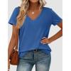image:imagePRETTYGARDEN Womens Tops Short Sleeve Oversized Tshirts Shirts 2026 Summer Casual V Neck Loose Basic Tees Spring Tunic BlouseBlue