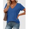 image:imagePRETTYGARDEN Womens Tops Short Sleeve Oversized Tshirts Shirts 2026 Summer Casual V Neck Loose Basic Tees Spring Tunic BlouseBlue