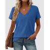 image:imagePRETTYGARDEN Womens Tops Short Sleeve Oversized Tshirts Shirts 2026 Summer Casual V Neck Loose Basic Tees Spring Tunic BlouseBlue