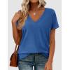image:imagePRETTYGARDEN Womens Tops Short Sleeve Oversized Tshirts Shirts 2026 Summer Casual V Neck Loose Basic Tees Spring Tunic BlouseBlue
