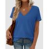 image:imagePRETTYGARDEN Womens Tops Short Sleeve Oversized Tshirts Shirts 2026 Summer Casual V Neck Loose Basic Tees Spring Tunic BlouseBlue