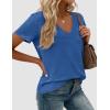 image:imagePRETTYGARDEN Womens Tops Short Sleeve Oversized Tshirts Shirts 2026 Summer Casual V Neck Loose Basic Tees Spring Tunic BlouseBlue