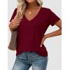image:imagePRETTYGARDEN Womens Tops Short Sleeve Oversized Tshirts Shirts 2026 Summer Casual V Neck Loose Basic Tees Spring Tunic BlouseBurgundy