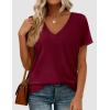 image:imagePRETTYGARDEN Womens Tops Short Sleeve Oversized Tshirts Shirts 2026 Summer Casual V Neck Loose Basic Tees Spring Tunic BlouseBurgundy