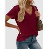 image:imagePRETTYGARDEN Womens Tops Short Sleeve Oversized Tshirts Shirts 2026 Summer Casual V Neck Loose Basic Tees Spring Tunic BlouseBurgundy