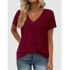 image:imagePRETTYGARDEN Womens Tops Short Sleeve Oversized Tshirts Shirts 2026 Summer Casual V Neck Loose Basic Tees Spring Tunic BlouseBurgundy