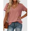 image:imagePRETTYGARDEN Womens Tops Short Sleeve Oversized Tshirts Shirts 2026 Summer Casual V Neck Loose Basic Tees Spring Tunic BlouseCoral Pink