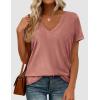 image:imagePRETTYGARDEN Womens Tops Short Sleeve Oversized Tshirts Shirts 2026 Summer Casual V Neck Loose Basic Tees Spring Tunic BlouseCoral Pink