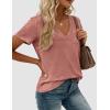 image:imagePRETTYGARDEN Womens Tops Short Sleeve Oversized Tshirts Shirts 2026 Summer Casual V Neck Loose Basic Tees Spring Tunic BlouseCoral Pink