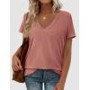 image:imagePRETTYGARDEN Womens Tops Short Sleeve Oversized Tshirts Shirts 2026 Summer Casual V Neck Loose Basic Tees Spring Tunic BlouseCoral Pink