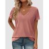 image:imagePRETTYGARDEN Womens Tops Short Sleeve Oversized Tshirts Shirts 2026 Summer Casual V Neck Loose Basic Tees Spring Tunic BlouseCoral Pink