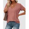 image:imagePRETTYGARDEN Womens Tops Short Sleeve Oversized Tshirts Shirts 2026 Summer Casual V Neck Loose Basic Tees Spring Tunic BlouseCoral Pink