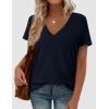 image:imagePRETTYGARDEN Womens Tops Short Sleeve Oversized Tshirts Shirts 2026 Summer Casual V Neck Loose Basic Tees Spring Tunic BlouseDark Blue