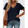 image:imagePRETTYGARDEN Womens Tops Short Sleeve Oversized Tshirts Shirts 2026 Summer Casual V Neck Loose Basic Tees Spring Tunic BlouseDark Blue