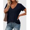 image:imagePRETTYGARDEN Womens Tops Short Sleeve Oversized Tshirts Shirts 2026 Summer Casual V Neck Loose Basic Tees Spring Tunic BlouseDark Blue