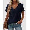 image:imagePRETTYGARDEN Womens Tops Short Sleeve Oversized Tshirts Shirts 2026 Summer Casual V Neck Loose Basic Tees Spring Tunic BlouseDark Blue