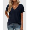 image:imagePRETTYGARDEN Womens Tops Short Sleeve Oversized Tshirts Shirts 2026 Summer Casual V Neck Loose Basic Tees Spring Tunic BlouseDark Blue