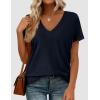 image:imagePRETTYGARDEN Womens Tops Short Sleeve Oversized Tshirts Shirts 2026 Summer Casual V Neck Loose Basic Tees Spring Tunic BlouseDark Blue