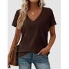 image:imagePRETTYGARDEN Womens Tops Short Sleeve Oversized Tshirts Shirts 2026 Summer Casual V Neck Loose Basic Tees Spring Tunic BlouseDark Brown