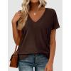 image:imagePRETTYGARDEN Womens Tops Short Sleeve Oversized Tshirts Shirts 2026 Summer Casual V Neck Loose Basic Tees Spring Tunic BlouseDark Brown