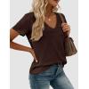 image:imagePRETTYGARDEN Womens Tops Short Sleeve Oversized Tshirts Shirts 2026 Summer Casual V Neck Loose Basic Tees Spring Tunic BlouseDark Brown