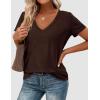 image:imagePRETTYGARDEN Womens Tops Short Sleeve Oversized Tshirts Shirts 2026 Summer Casual V Neck Loose Basic Tees Spring Tunic BlouseDark Brown