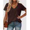 image:imagePRETTYGARDEN Womens Tops Short Sleeve Oversized Tshirts Shirts 2026 Summer Casual V Neck Loose Basic Tees Spring Tunic BlouseDark Brown