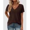 image:imagePRETTYGARDEN Womens Tops Short Sleeve Oversized Tshirts Shirts 2026 Summer Casual V Neck Loose Basic Tees Spring Tunic BlouseDark Brown