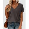 image:imagePRETTYGARDEN Womens Tops Short Sleeve Oversized Tshirts Shirts 2026 Summer Casual V Neck Loose Basic Tees Spring Tunic BlouseDark Grey