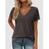 image:imagePRETTYGARDEN Womens Tops Short Sleeve Oversized Tshirts Shirts 2026 Summer Casual V Neck Loose Basic Tees Spring Tunic BlouseDark Grey