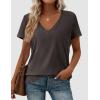image:imagePRETTYGARDEN Womens Tops Short Sleeve Oversized Tshirts Shirts 2026 Summer Casual V Neck Loose Basic Tees Spring Tunic BlouseDark Grey
