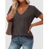 image:imagePRETTYGARDEN Womens Tops Short Sleeve Oversized Tshirts Shirts 2026 Summer Casual V Neck Loose Basic Tees Spring Tunic BlouseDark Grey