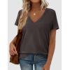 image:imagePRETTYGARDEN Womens Tops Short Sleeve Oversized Tshirts Shirts 2026 Summer Casual V Neck Loose Basic Tees Spring Tunic BlouseDark Grey
