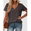 image:imagePRETTYGARDEN Womens Tops Short Sleeve Oversized Tshirts Shirts 2026 Summer Casual V Neck Loose Basic Tees Spring Tunic BlouseDark Grey