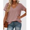 image:imagePRETTYGARDEN Womens Tops Short Sleeve Oversized Tshirts Shirts 2026 Summer Casual V Neck Loose Basic Tees Spring Tunic BlouseDusty Pink