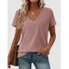 image:imagePRETTYGARDEN Womens Tops Short Sleeve Oversized Tshirts Shirts 2026 Summer Casual V Neck Loose Basic Tees Spring Tunic BlouseDusty Pink