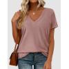 image:imagePRETTYGARDEN Womens Tops Short Sleeve Oversized Tshirts Shirts 2026 Summer Casual V Neck Loose Basic Tees Spring Tunic BlouseDusty Pink