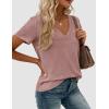 image:imagePRETTYGARDEN Womens Tops Short Sleeve Oversized Tshirts Shirts 2026 Summer Casual V Neck Loose Basic Tees Spring Tunic BlouseDusty Pink