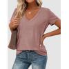 image:imagePRETTYGARDEN Womens Tops Short Sleeve Oversized Tshirts Shirts 2026 Summer Casual V Neck Loose Basic Tees Spring Tunic BlouseDusty Pink