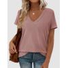 image:imagePRETTYGARDEN Womens Tops Short Sleeve Oversized Tshirts Shirts 2026 Summer Casual V Neck Loose Basic Tees Spring Tunic BlouseDusty Pink