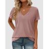 image:imagePRETTYGARDEN Womens Tops Short Sleeve Oversized Tshirts Shirts 2026 Summer Casual V Neck Loose Basic Tees Spring Tunic BlouseDusty Pink