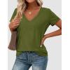 image:imagePRETTYGARDEN Womens Tops Short Sleeve Oversized Tshirts Shirts 2026 Summer Casual V Neck Loose Basic Tees Spring Tunic BlouseGreen