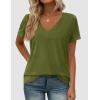 image:imagePRETTYGARDEN Womens Tops Short Sleeve Oversized Tshirts Shirts 2026 Summer Casual V Neck Loose Basic Tees Spring Tunic BlouseGreen