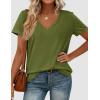 image:imagePRETTYGARDEN Womens Tops Short Sleeve Oversized Tshirts Shirts 2026 Summer Casual V Neck Loose Basic Tees Spring Tunic BlouseGreen