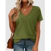 image:imagePRETTYGARDEN Womens Tops Short Sleeve Oversized Tshirts Shirts 2026 Summer Casual V Neck Loose Basic Tees Spring Tunic BlouseGreen